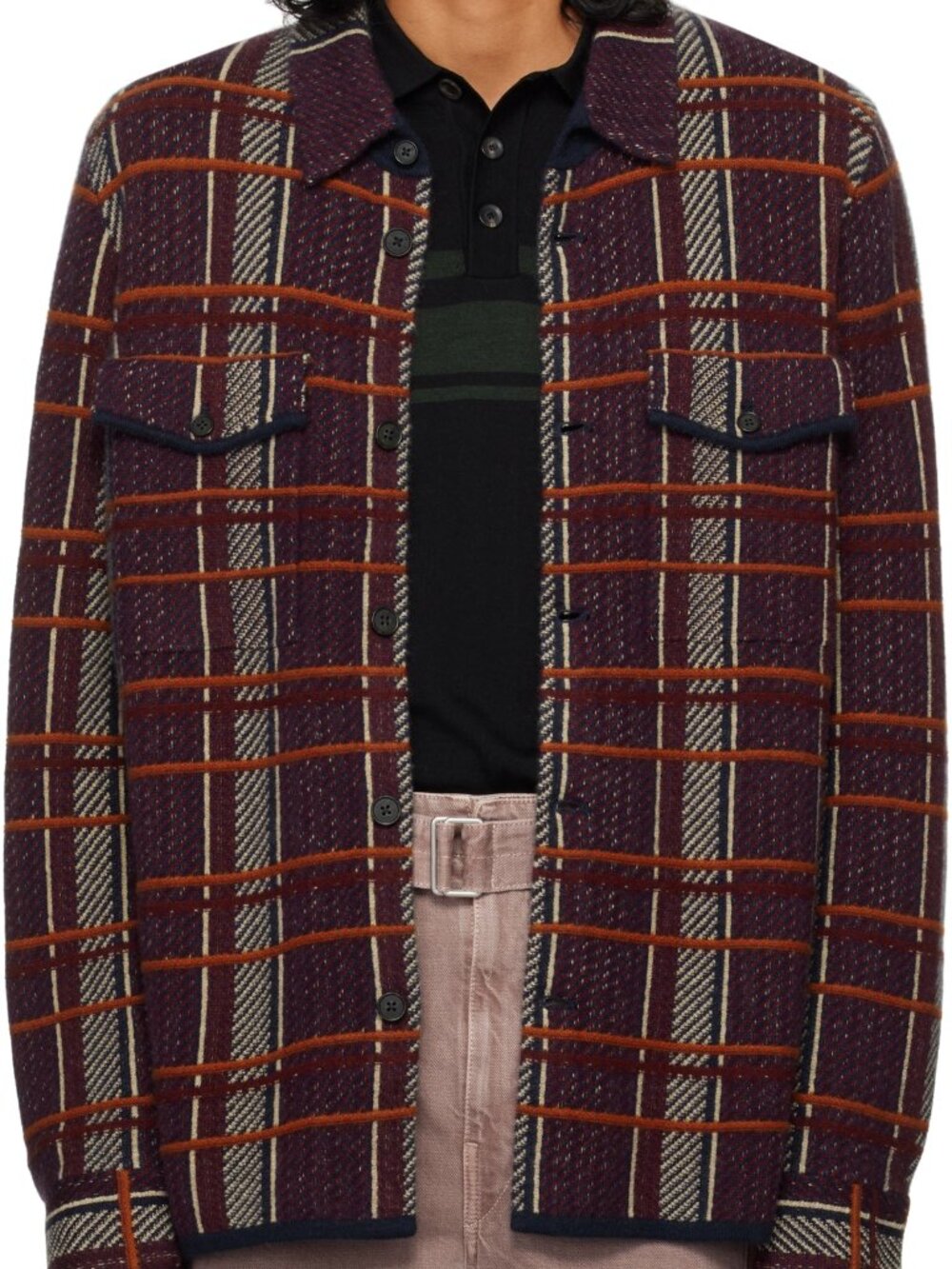 Guest in Residence Purple Plaid Work Shirt 100% Cashmere M